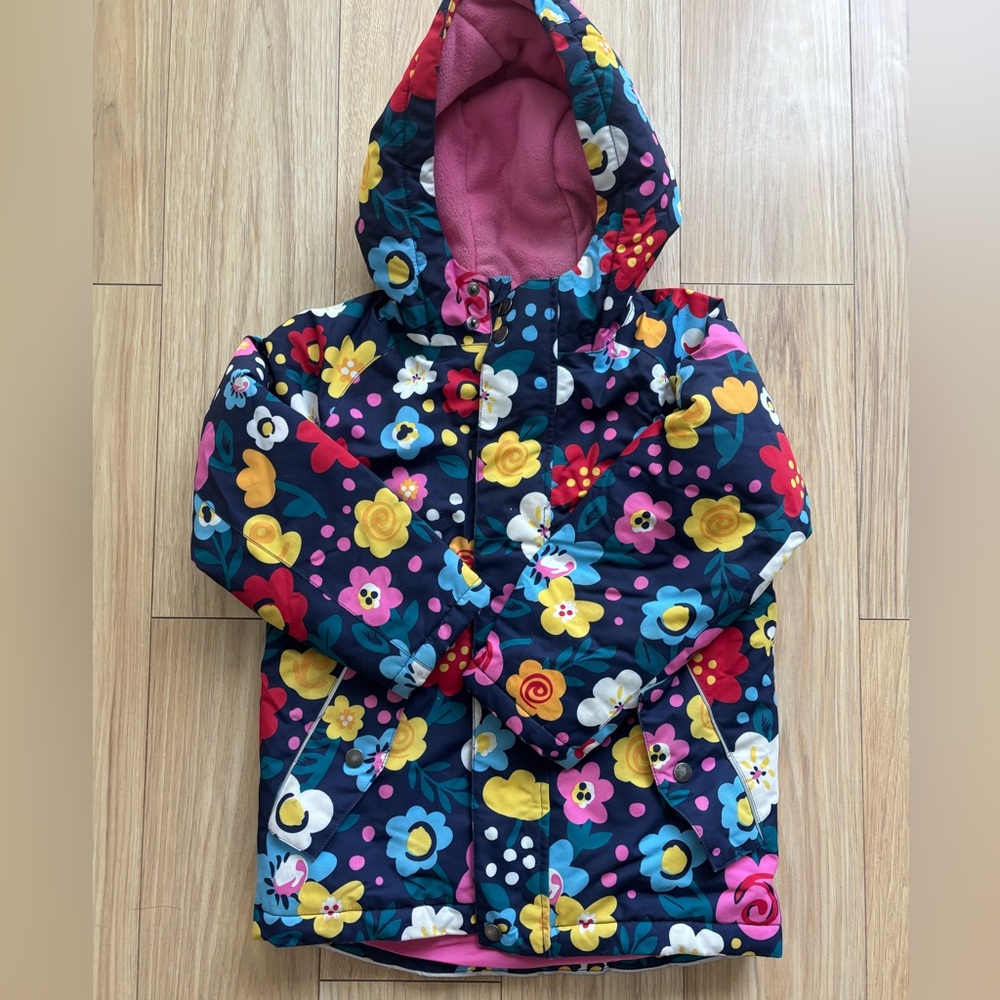 Hanna Andersson Floral Print Jacket with Pink and Blue